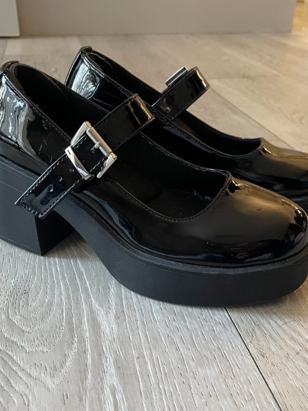 Black Patent Platform Mary Janes Y2K